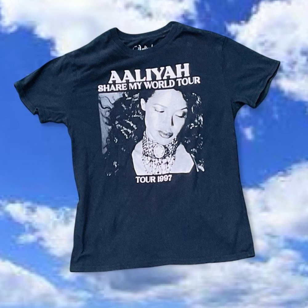 Aaliyah Share My World Tour 1997 Black T-Shirtl
